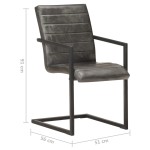 vidaXL Scaune de bucătărie tip consolă, 2 buc., gri, piele naturală vidaXL Scaune de bucătărie tip consolă, 2 buc., gri, piele naturală
