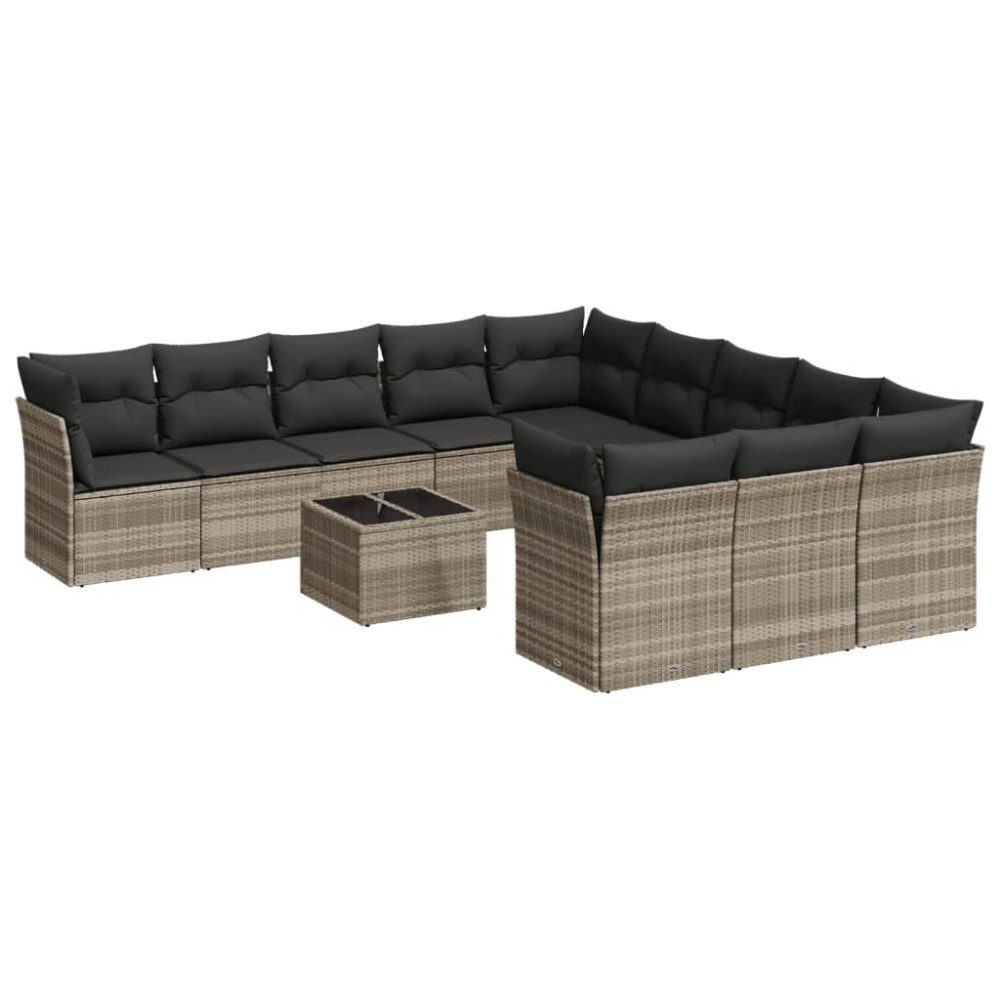 vidaXL Set canapele de grădină cu perne, 12piese gri deschis poliratan