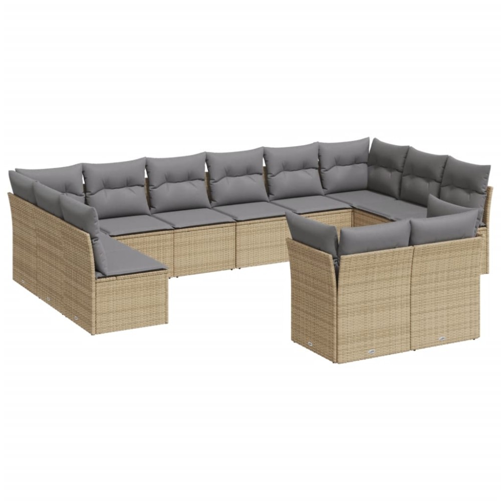 vidaXL Set canapele de grădină cu perne, 12 piese, bej, poliratan