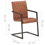 vidaXL Scaune de bucătărie cantilever, 2 buc., maro, piele naturală vidaXL Scaune de bucătărie cantilever, 2 buc., maro, piele naturală