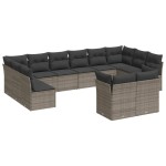 vidaXL Set canapea de grădină cu perne, 12 piese, gri, poliratan vidaXL Set canapea de grădină cu perne, 12 piese, gri, poliratan