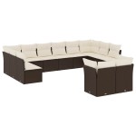 vidaXL Set canapele de grădină cu perne, 12 piese, maro, poliratan vidaXL Set canapele de grădină cu perne, 12 piese, maro, poliratan