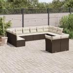 vidaXL Set canapele de grădină cu perne, 12 piese, maro, poliratan vidaXL Set canapele de grădină cu perne, 12 piese, maro, poliratan