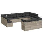vidaXL Set canapele de grădină cu perne, 13piese gri deschis poliratan vidaXL Set canapele de grădină cu perne, 13piese gri deschis poliratan