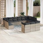 vidaXL Set canapele de grădină cu perne, 13piese gri deschis poliratan vidaXL Set canapele de grădină cu perne, 13piese gri deschis poliratan