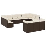 vidaXL Set canapele de grădină cu perne, 13 piese, maro, poliratan vidaXL Set canapele de grădină cu perne, 13 piese, maro, poliratan