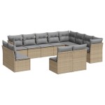 vidaXL Set canapele de grădină cu perne, 12 piese, bej, poliratan vidaXL Set canapele de grădină cu perne, 12 piese, bej, poliratan