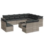 vidaXL Set canapele de grădină cu perne, 13piese gri deschis poliratan vidaXL Set canapele de grădină cu perne, 13piese gri deschis poliratan