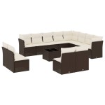 vidaXL Set canapele de grădină cu perne, 13 piese, maro, poliratan