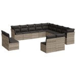 vidaXL Set canapele de grădină cu perne, 13piese gri deschis poliratan vidaXL Set canapele de grădină cu perne, 13piese gri deschis poliratan