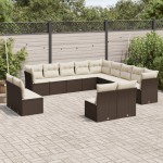 vidaXL Set canapele de grădină cu perne, 13 piese, maro, poliratan vidaXL Set canapele de grădină cu perne, 13 piese, maro, poliratan