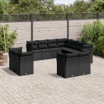 vidaXL Set canapele de grădină cu perne, 11 piese, negru, poliratan vidaXL Set canapele de grădină cu perne, 11 piese, negru, poliratan