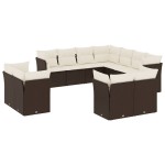 vidaXL Set canapele de grădină cu perne, 11 piese, maro, poliratan vidaXL Set canapele de grădină cu perne, 11 piese, maro, poliratan