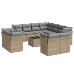 vidaXL Set canapele de grădină cu perne, 12 piese, bej, poliratan vidaXL Set canapele de grădină cu perne, 12 piese, bej, poliratan