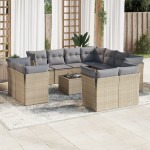 vidaXL Set canapele de grădină cu perne, 12 piese, bej, poliratan vidaXL Set canapele de grădină cu perne, 12 piese, bej, poliratan