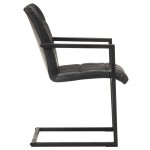 vidaXL Scaune de masă tip consola 2 buc. negru, piele naturală vidaXL Scaune de masă tip consola 2 buc. negru, piele naturală