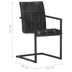 vidaXL Scaune de masă tip consola 2 buc. negru, piele naturală vidaXL Scaune de masă tip consola 2 buc. negru, piele naturală
