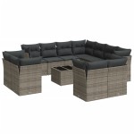 vidaXL Set canapea de grădină cu perne, 12 piese, gri, poliratan vidaXL Set canapea de grădină cu perne, 12 piese, gri, poliratan