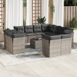 vidaXL Set canapea de grădină cu perne, 12 piese, gri, poliratan vidaXL Set canapea de grădină cu perne, 12 piese, gri, poliratan