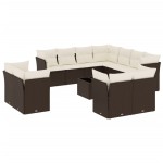 vidaXL Set canapele de grădină cu perne, 12 piese, maro, poliratan vidaXL Set canapele de grădină cu perne, 12 piese, maro, poliratan