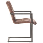 vidaXL Scaune de bucătărie tip consolă, 2 buc., maro, piele naturală vidaXL Scaune de bucătărie tip consolă, 2 buc., maro, piele naturală