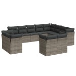 vidaXL Set canapea de grădină cu perne, 12 piese, gri, poliratan vidaXL Set canapea de grădină cu perne, 12 piese, gri, poliratan