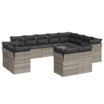 vidaXL Set canapele de grădină cu perne, 12piese gri deschis poliratan vidaXL Set canapele de grădină cu perne, 12piese gri deschis poliratan