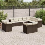 vidaXL Set canapele de grădină cu perne, 12 piese, maro, poliratan vidaXL Set canapele de grădină cu perne, 12 piese, maro, poliratan