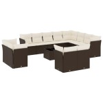 vidaXL Set canapele de grădină cu perne, 13 piese, maro, poliratan vidaXL Set canapele de grădină cu perne, 13 piese, maro, poliratan