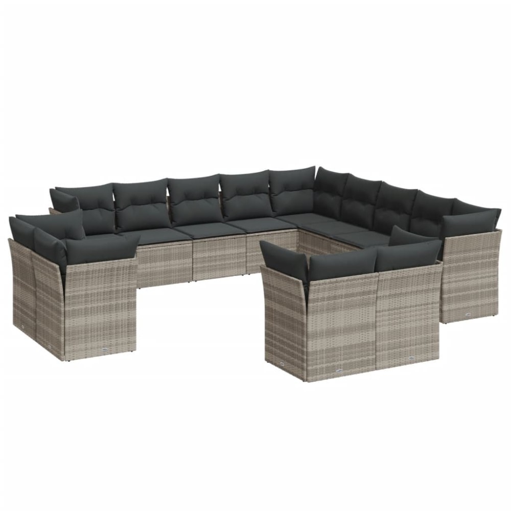 vidaXL Set canapele de grădină cu perne, 13piese gri deschis poliratan