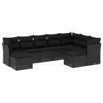 vidaXL Set mobilier de grădină cu perne, 9 piese, negru, poliratan vidaXL Set mobilier de grădină cu perne, 9 piese, negru, poliratan