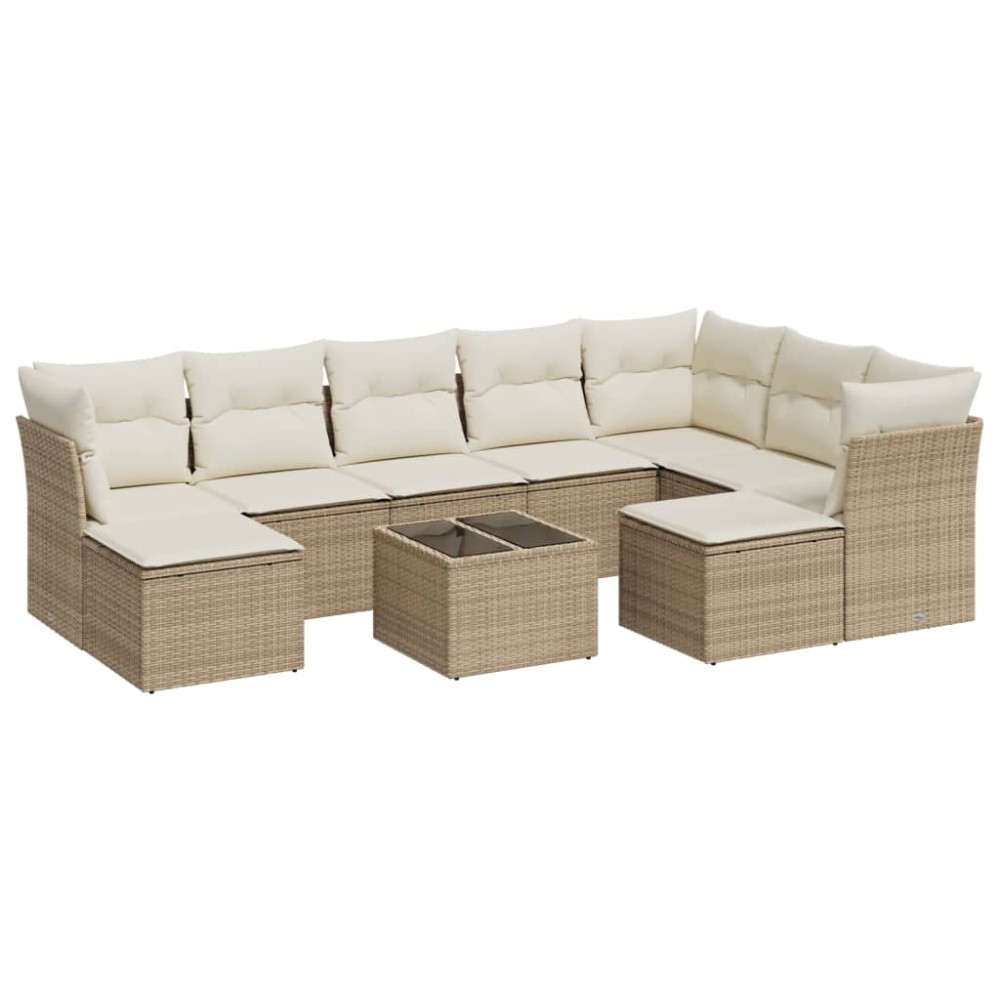vidaXL Set canapele de grădină cu perne, 10 piese, bej, poliratan