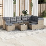 vidaXL Set canapele de grădină cu perne, 10 piese, bej, poliratan vidaXL Set canapele de grădină cu perne, 10 piese, bej, poliratan