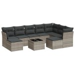vidaXL Set canapele de grădină cu perne 10 piese gri deschis poliratan vidaXL Set canapele de grădină cu perne 10 piese gri deschis poliratan