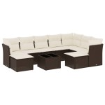 vidaXL Set canapele de grădină cu perne, 10 piese, maro, poliratan