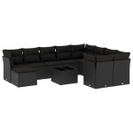 vidaXL Set canapele de grădină cu perne, 11 piese, negru, poliratan vidaXL Set canapele de grădină cu perne, 11 piese, negru, poliratan