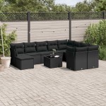 vidaXL Set canapele de grădină cu perne, 11 piese, negru, poliratan vidaXL Set canapele de grădină cu perne, 11 piese, negru, poliratan