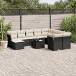 vidaXL Set canapele de grădină cu perne, 11 piese, negru, poliratan vidaXL Set canapele de grădină cu perne, 11 piese, negru, poliratan