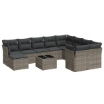 vidaXL Set canapele de grădină cu perne, 11 piese, gri, poliratan