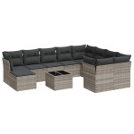 vidaXL Set canapele de grădină cu perne, 11 piese, gri, poliratan vidaXL Set canapele de grădină cu perne, 11 piese, gri, poliratan