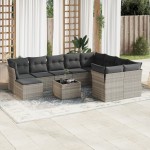 vidaXL Set canapele de grădină cu perne, 11 piese, gri, poliratan vidaXL Set canapele de grădină cu perne, 11 piese, gri, poliratan