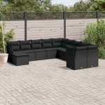vidaXL Set canapele de grădină cu perne, 11 piese, negru, poliratan vidaXL Set canapele de grădină cu perne, 11 piese, negru, poliratan