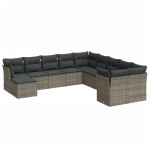 vidaXL Set canapele de grădină cu perne, 11 piese, gri, poliratan vidaXL Set canapele de grădină cu perne, 11 piese, gri, poliratan