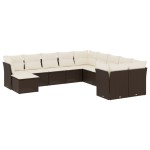 vidaXL Set canapele de grădină cu perne, 11 piese, maro, poliratan vidaXL Set canapele de grădină cu perne, 11 piese, maro, poliratan