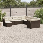 vidaXL Set canapele de grădină cu perne, 11 piese, maro, poliratan vidaXL Set canapele de grădină cu perne, 11 piese, maro, poliratan