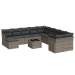 vidaXL Set canapea de grădină cu perne, 12 piese, gri, poliratan vidaXL Set canapea de grădină cu perne, 12 piese, gri, poliratan