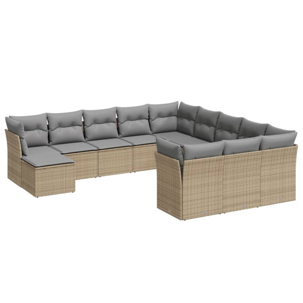 vidaXL Set canapele de grădină cu perne, 12 piese, bej, poliratan