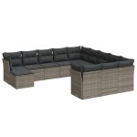 vidaXL Set canapea de grădină cu perne, 12 piese, gri, poliratan vidaXL Set canapea de grădină cu perne, 12 piese, gri, poliratan
