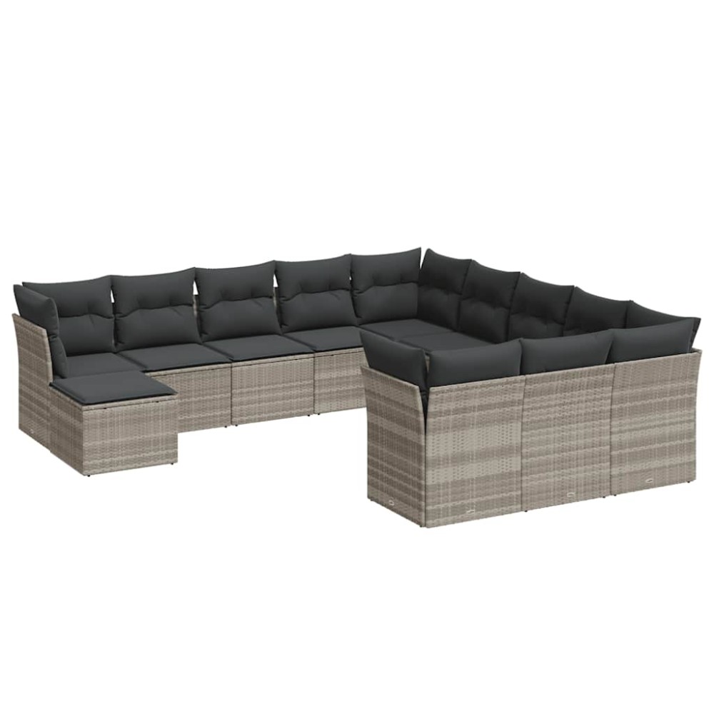 vidaXL Set canapele de grădină cu perne, 12piese gri deschis poliratan