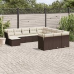 vidaXL Set canapele de grădină cu perne, 12 piese, maro, poliratan vidaXL Set canapele de grădină cu perne, 12 piese, maro, poliratan
